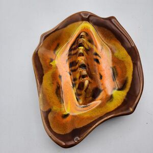 Mid Century Modern Orange Ashtray 8" California Original USA Pottery #232-S